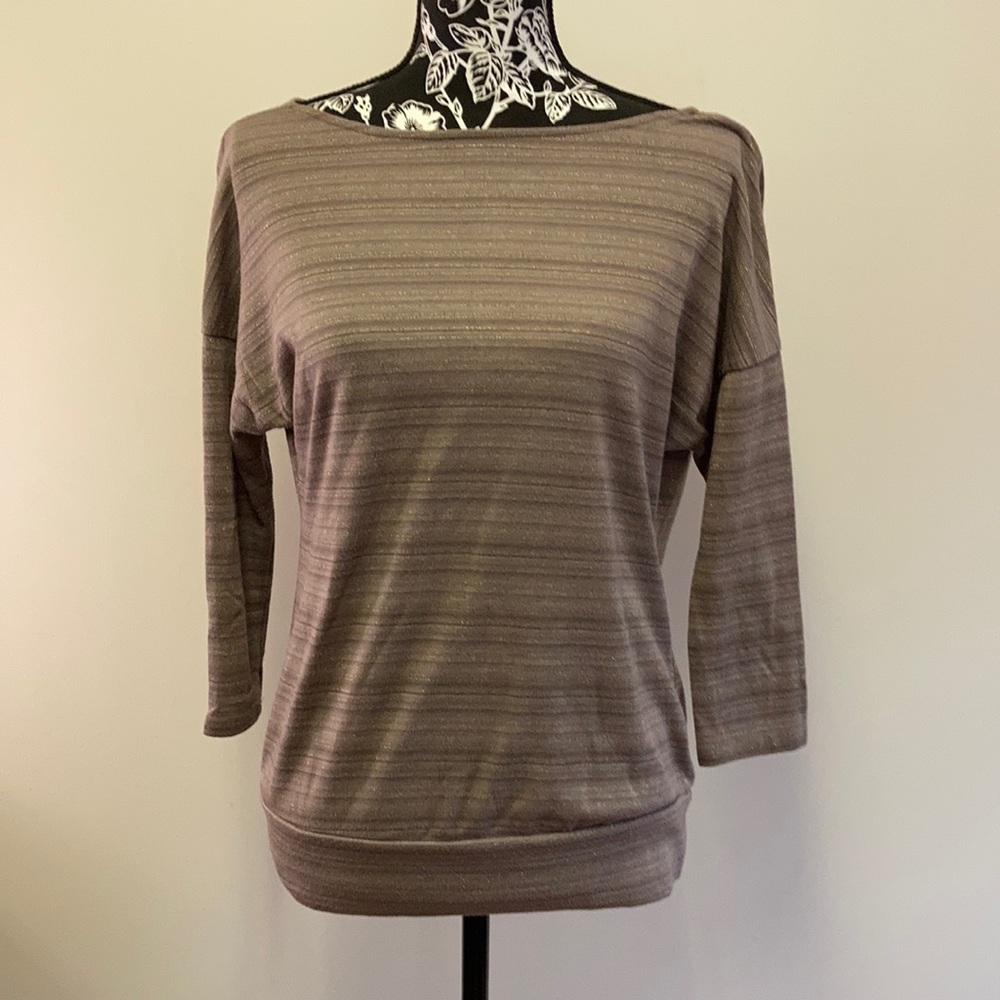 Sabina Tops/Brown and Gold Long Sleeve Shirt/Small